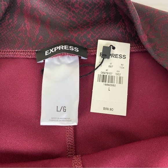Express Red/Black Snakeskin Print Ponte Knit Leggings Size L - Picture 8 of 8